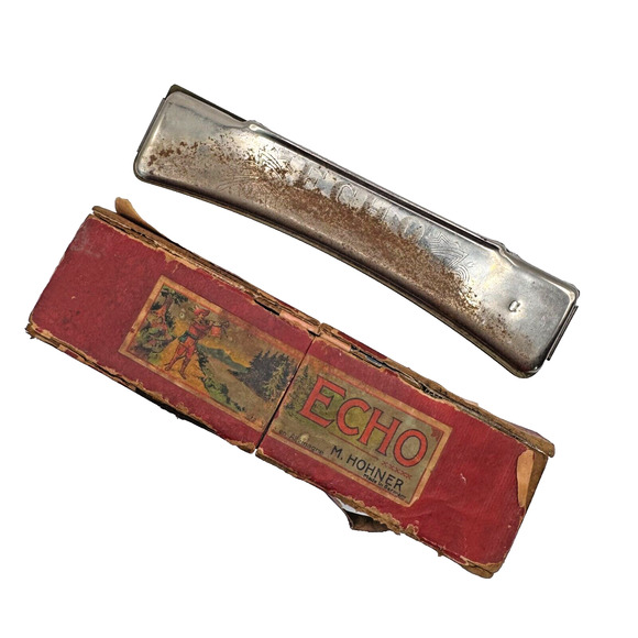 1940s M. Hohner Echo C Key Curved Harmonica Grand Prix Germany Original Box Read - Picture 1 of 16